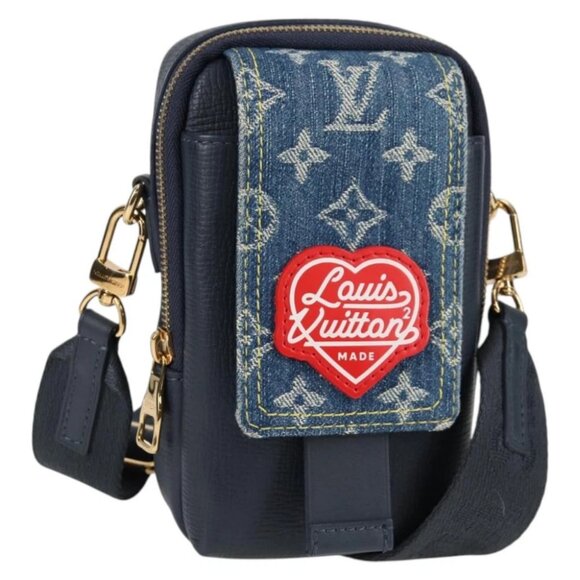 LOUIS VUITTON LV Squared Double Phone Pouch Blue M81060 LV Auth 132489M - Picture 2 of 14